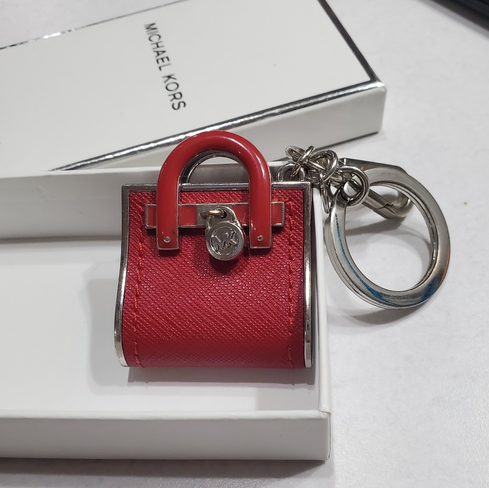 Michael Kors Red Hamilton Bag Charm Keychain
